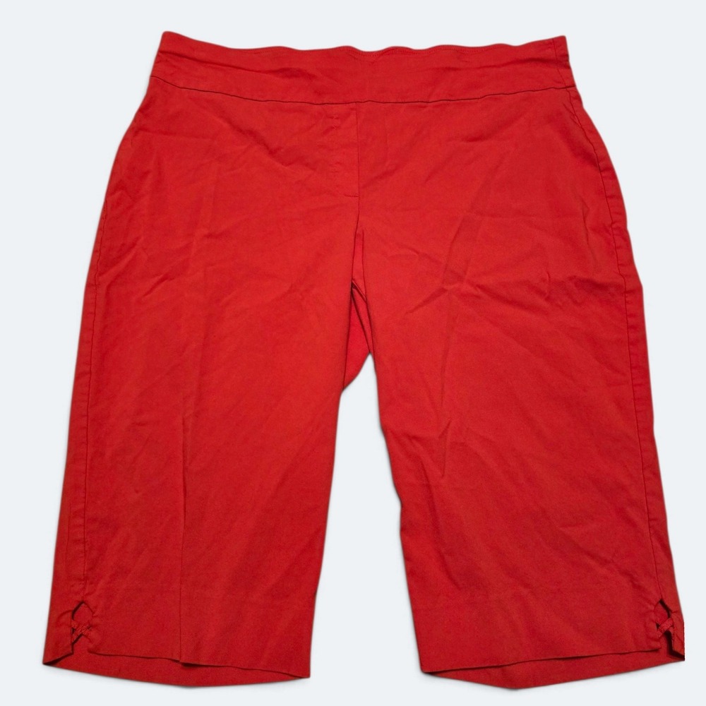 Ruby Rd Womans Size 24W Red Capri Pants Lattice Hem